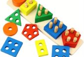 Taxta Beşli Sütun Şəkilli Tanıma və Rəng Çeşidləmə Oyuncağı